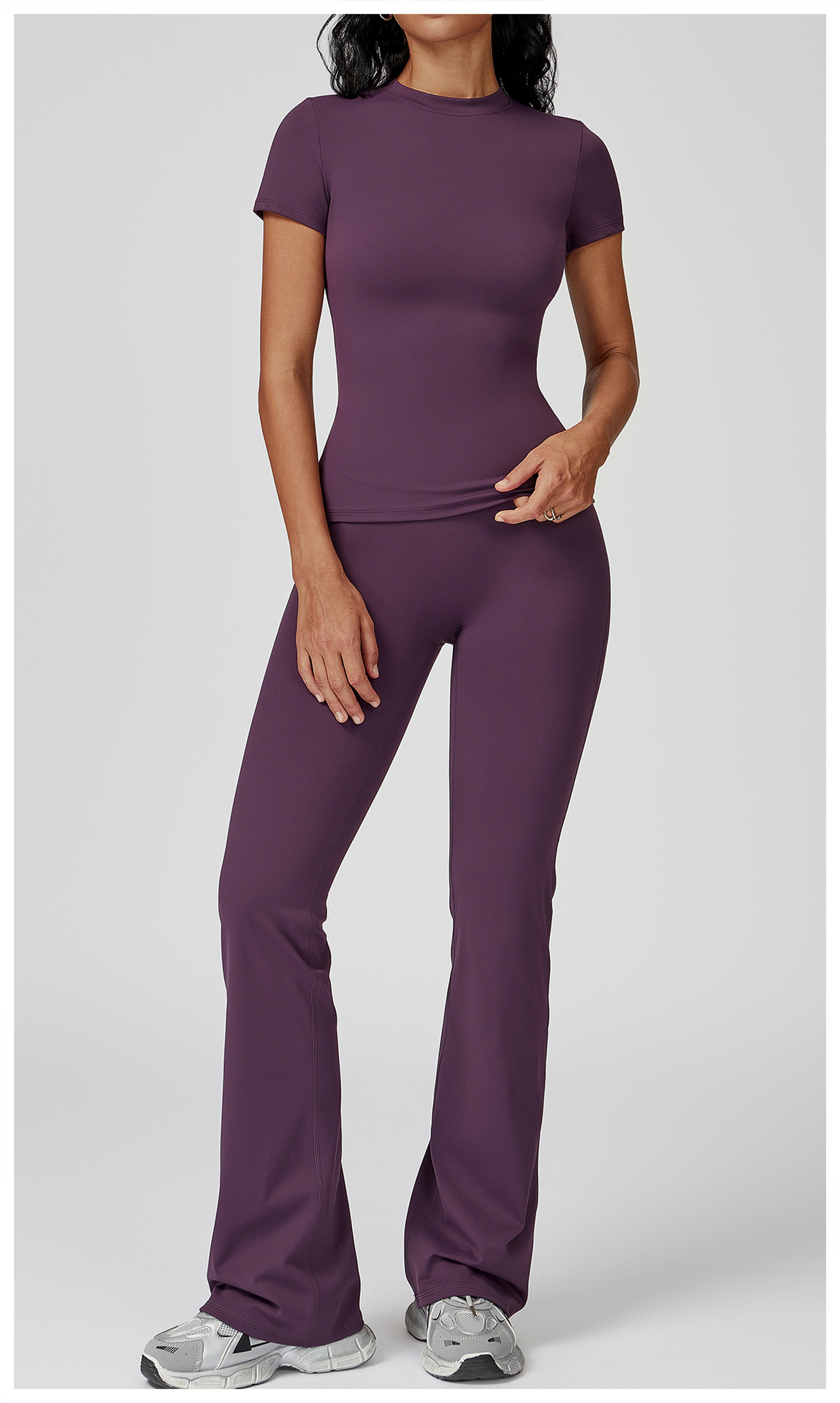 Conjunto deportivo de yoga para mujer, color liso, FGBTZ8455