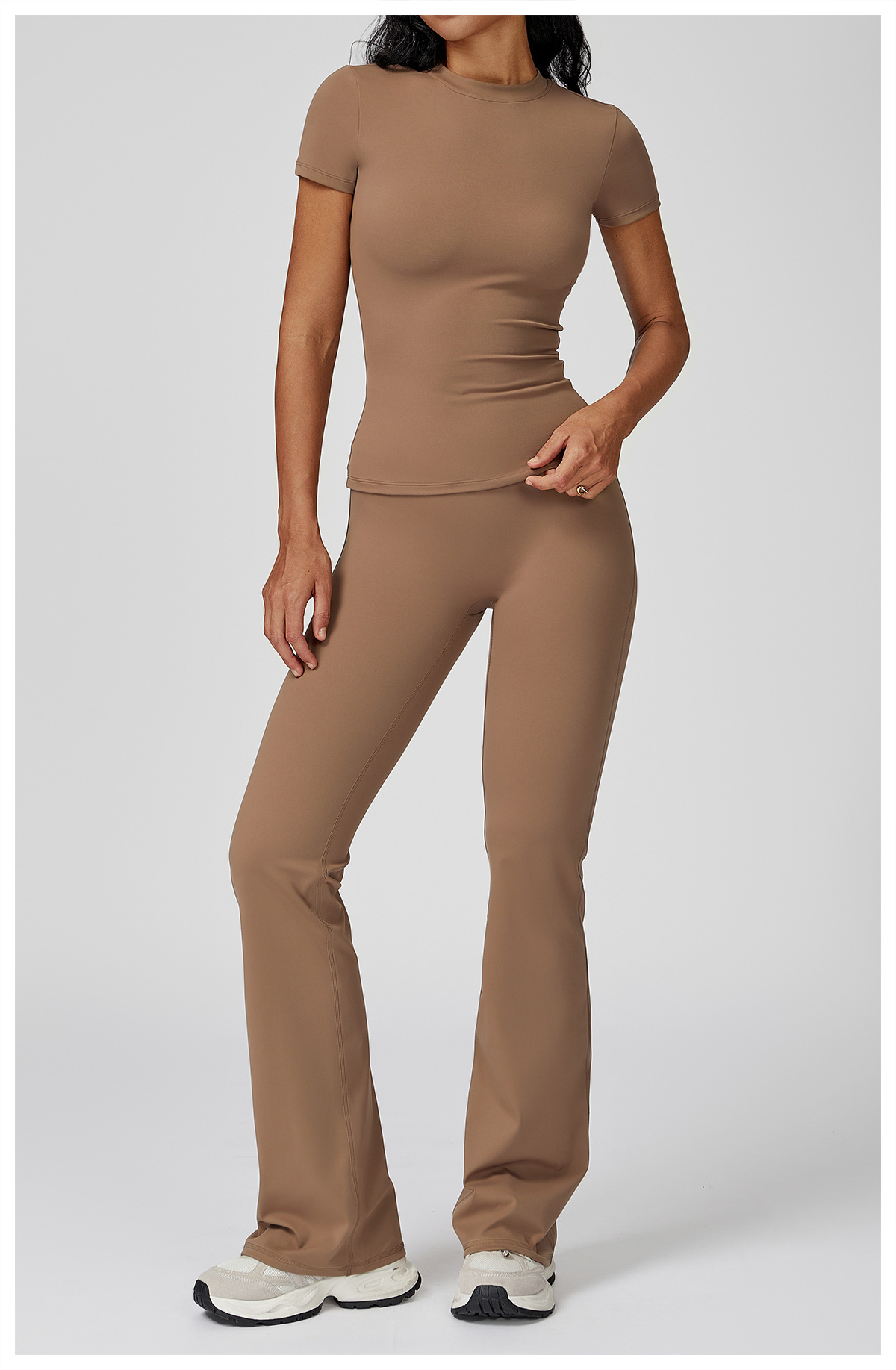 Conjunto deportivo de yoga para mujer, color liso, FGBTZ8455