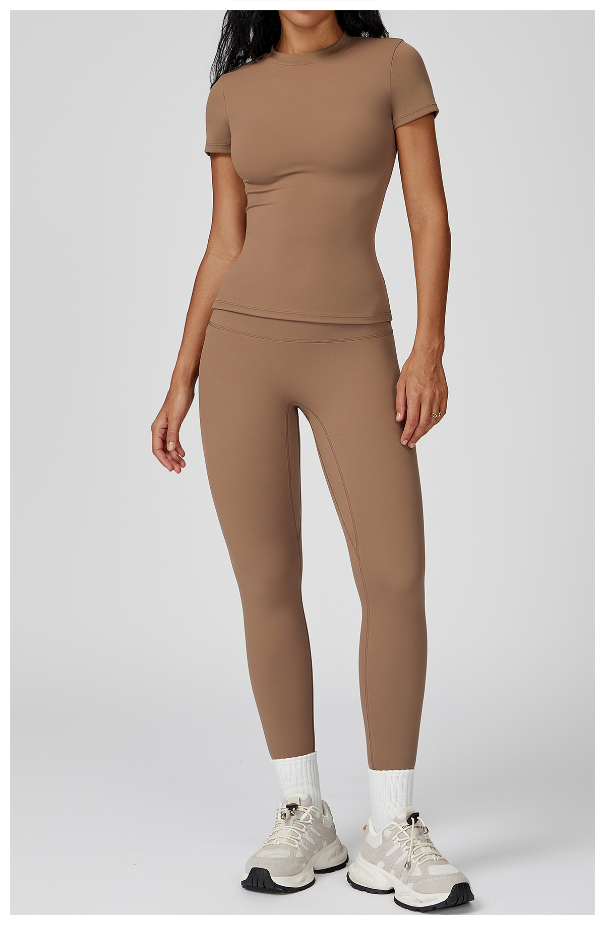 Conjunto deportivo de yoga para mujer, color liso, FGBTZ8455