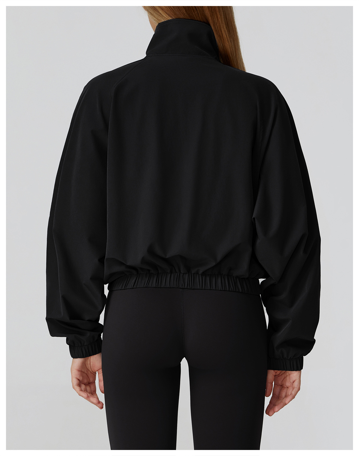 Chaqueta corta holgada para mujer, manga larga, cuello alto, cremallera, sudadera deportiva para yoga, gimnasio, entrenamiento, ropa informal FGBEWT2031
