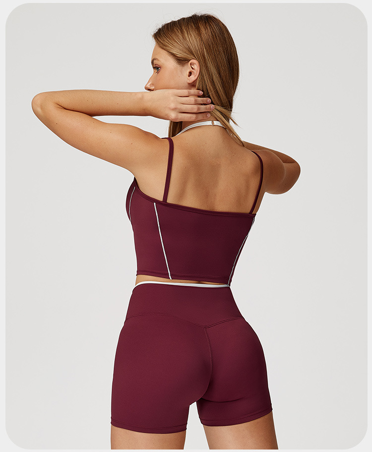 Conjunto de 4 piezas para mujer con bloques de color, leggings de yoga acampanados con cintura cruzada en V, conjunto deportivo versátil y cómodo FGBTZ5009