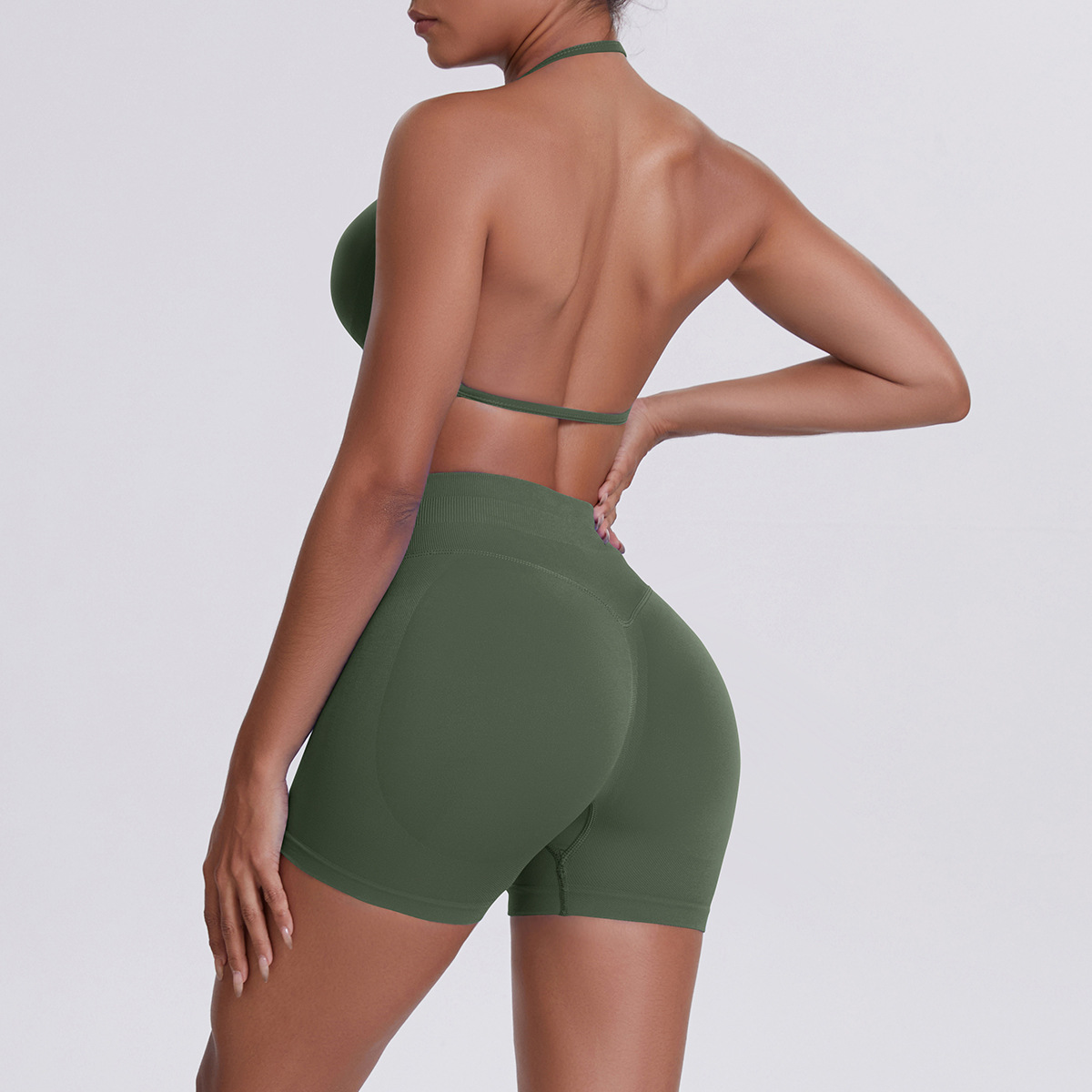 Conjunto deportivo de 2 piezas para gimnasio, running, yoga, sujetador deportivo, camiseta sin mangas, pantalones cortos de cintura alta, conjuntos de entrenamiento para mujer FGB6702 6688