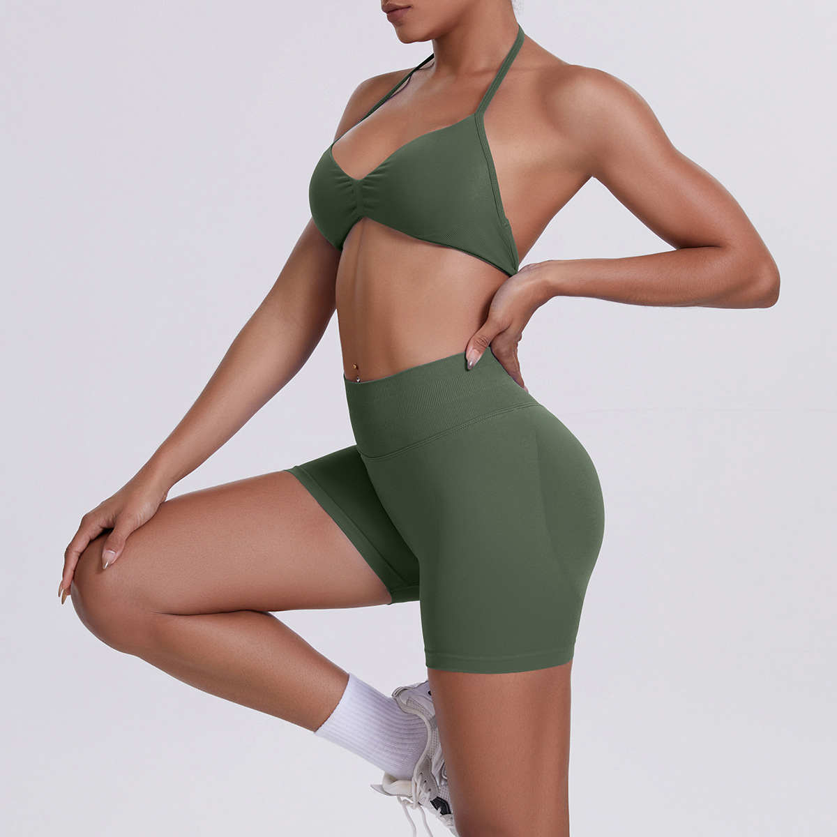 Conjunto deportivo de 2 piezas para gimnasio, running, yoga, sujetador deportivo, camiseta sin mangas, pantalones cortos de cintura alta, conjuntos de entrenamiento para mujer FGB6702 6688