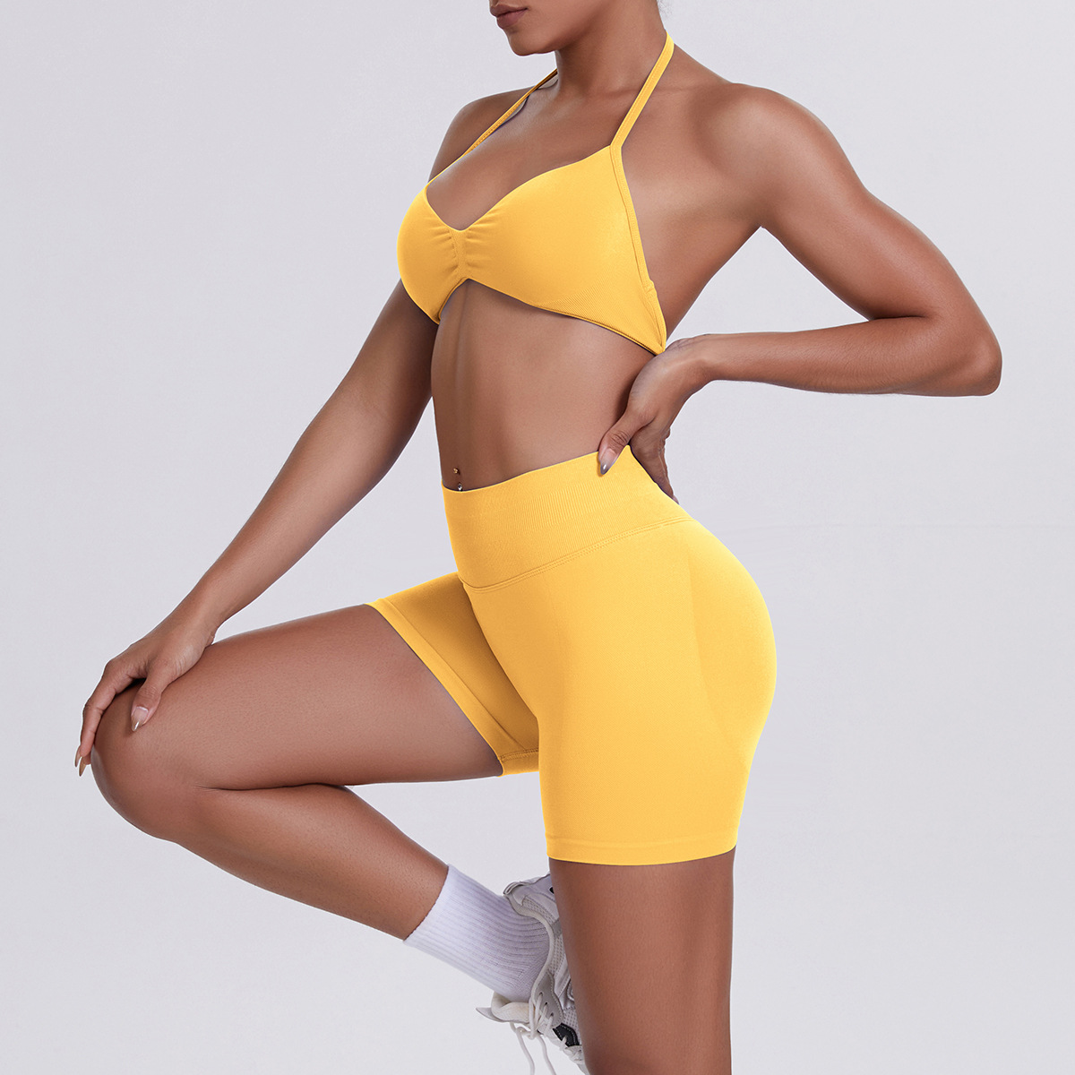 Conjunto deportivo de 2 piezas para gimnasio, running, yoga, sujetador deportivo, camiseta sin mangas, pantalones cortos de cintura alta, conjuntos de entrenamiento para mujer FGB6702 6688