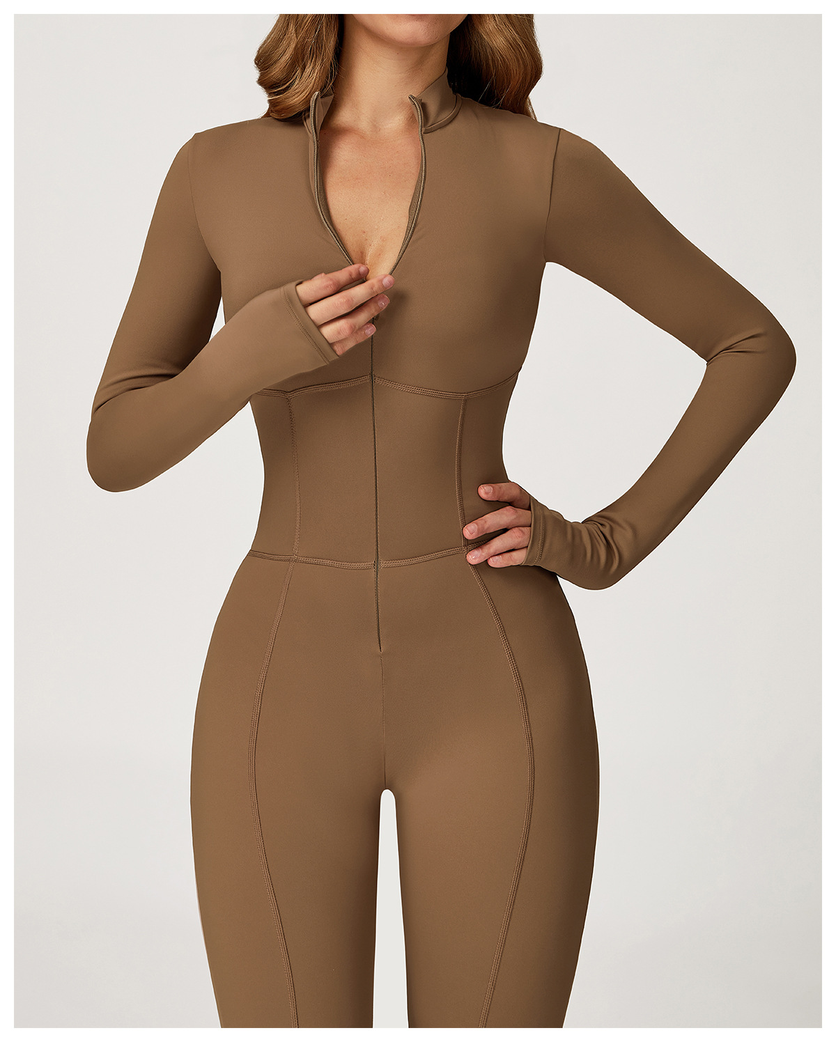 Monos deportivos de una pieza con cremallera para gimnasio, yoga, entrenamiento y fitness para mujer FGBDLT5050