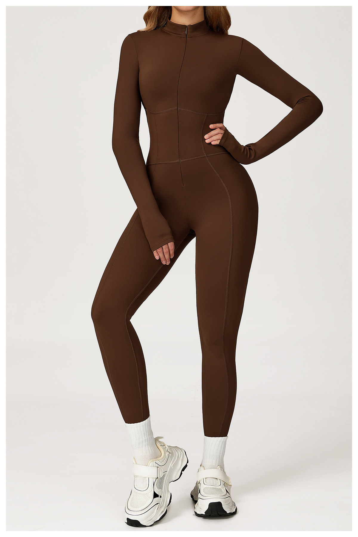 Monos deportivos de una pieza con cremallera para gimnasio, yoga, entrenamiento y fitness para mujer FGBDLT5050