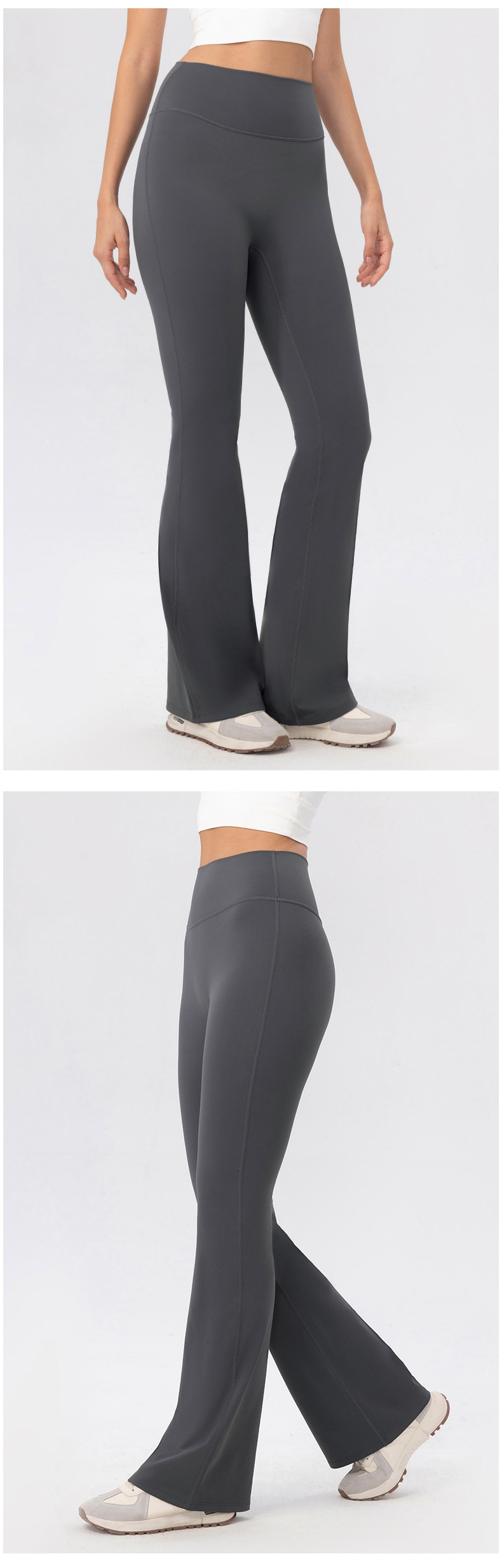 Pantalones deportivos de yoga para mujer, de polar cálido, suaves y acampanados, con cintura alta y ancha, FGB52325