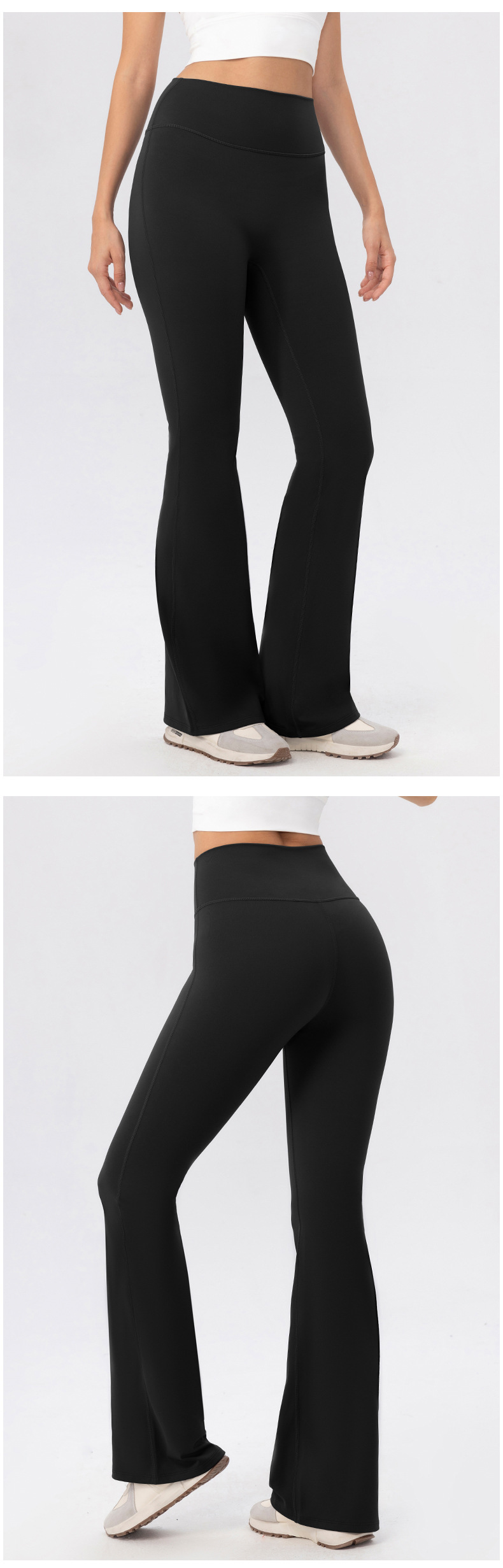 Pantalones deportivos de yoga para mujer, de polar cálido, suaves y acampanados, con cintura alta y ancha, FGB52325
