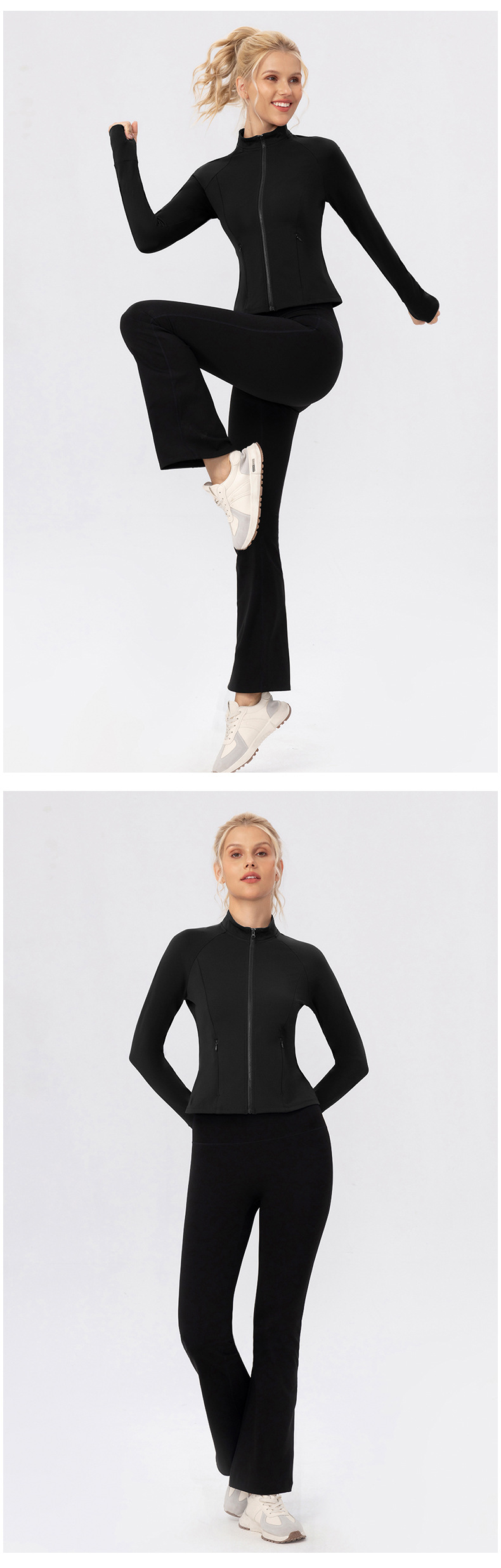 Pantalones deportivos de yoga para mujer, de polar cálido, suaves y acampanados, con cintura alta y ancha, FGB52325