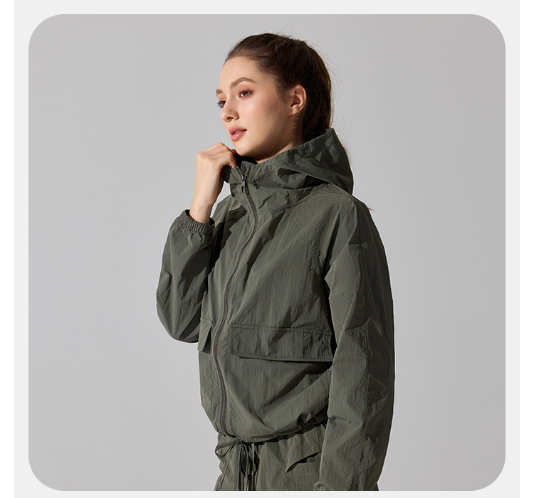 Chaqueta deportiva informal holgada con cremallera para mujer, para correr, de manga larga, para exteriores, para entrenamiento de yoga, FGBYC415