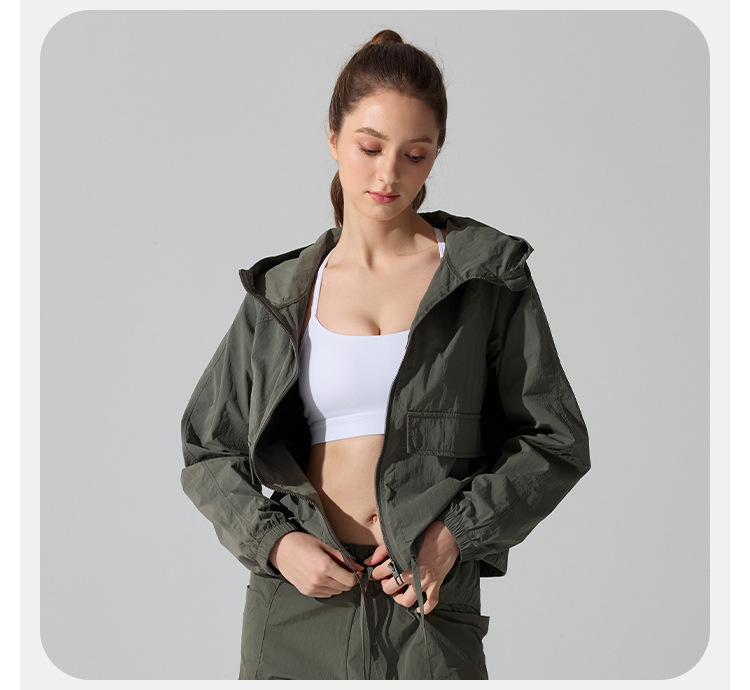 Chaqueta deportiva informal holgada con cremallera para mujer, para correr, de manga larga, para exteriores, para entrenamiento de yoga, FGBYC415