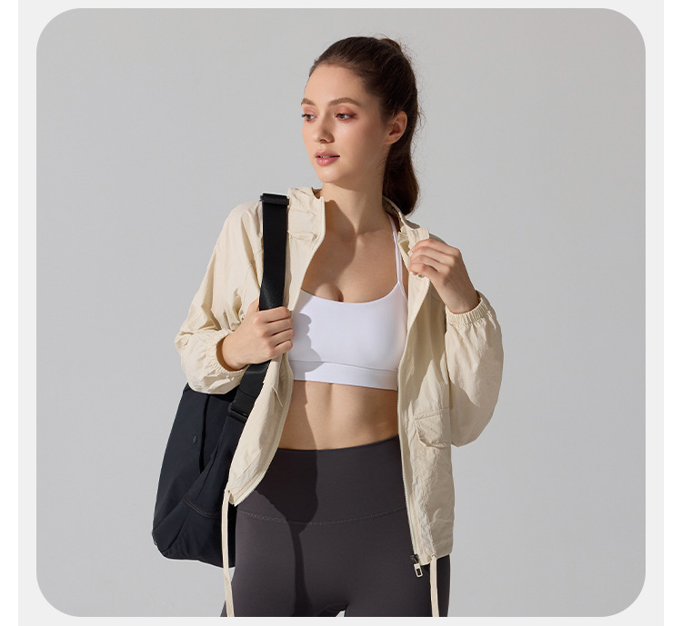 Chaqueta deportiva informal holgada con cremallera para mujer, para correr, de manga larga, para exteriores, para entrenamiento de yoga, FGBYC415