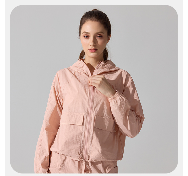 Chaqueta deportiva informal holgada con cremallera para mujer, para correr, de manga larga, para exteriores, para entrenamiento de yoga, FGBYC415