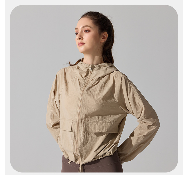 Chaqueta deportiva informal holgada con cremallera para mujer, para correr, de manga larga, para exteriores, para entrenamiento de yoga, FGBYC415