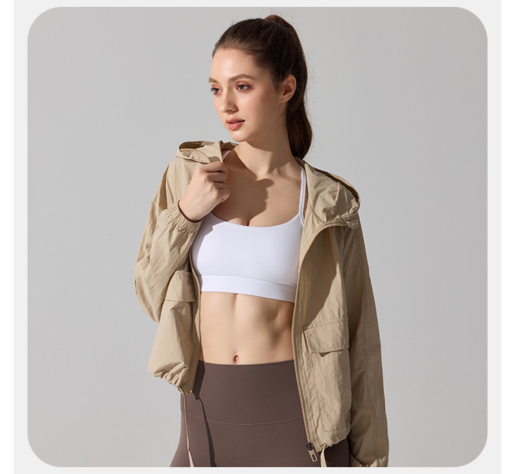 Chaqueta deportiva informal holgada con cremallera para mujer, para correr, de manga larga, para exteriores, para entrenamiento de yoga, FGBYC415