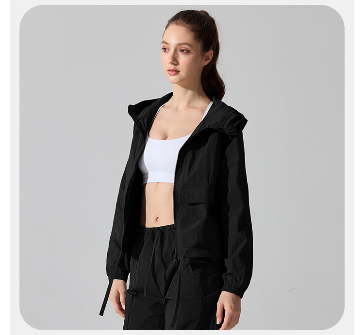 Chaqueta deportiva informal holgada con cremallera para mujer, para correr, de manga larga, para exteriores, para entrenamiento de yoga, FGBYC415