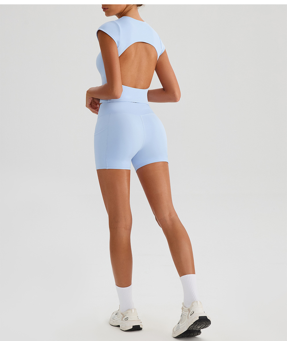 Conjunto deportivo de dos piezas para mujer, de manga corta, para yoga y fitness, para correr, FGBYW568 KW439