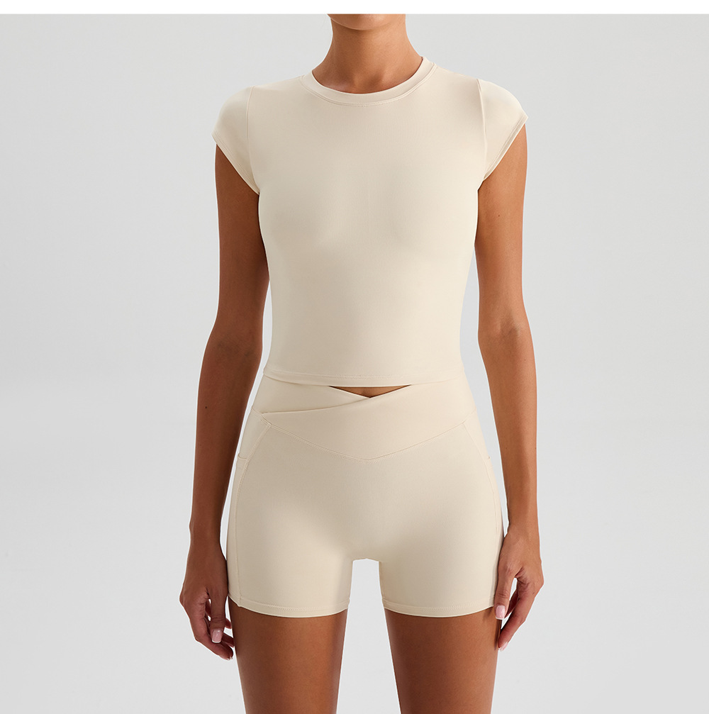 Conjunto deportivo de dos piezas para mujer, de manga corta, para yoga y fitness, para correr, FGBYW568 KW439