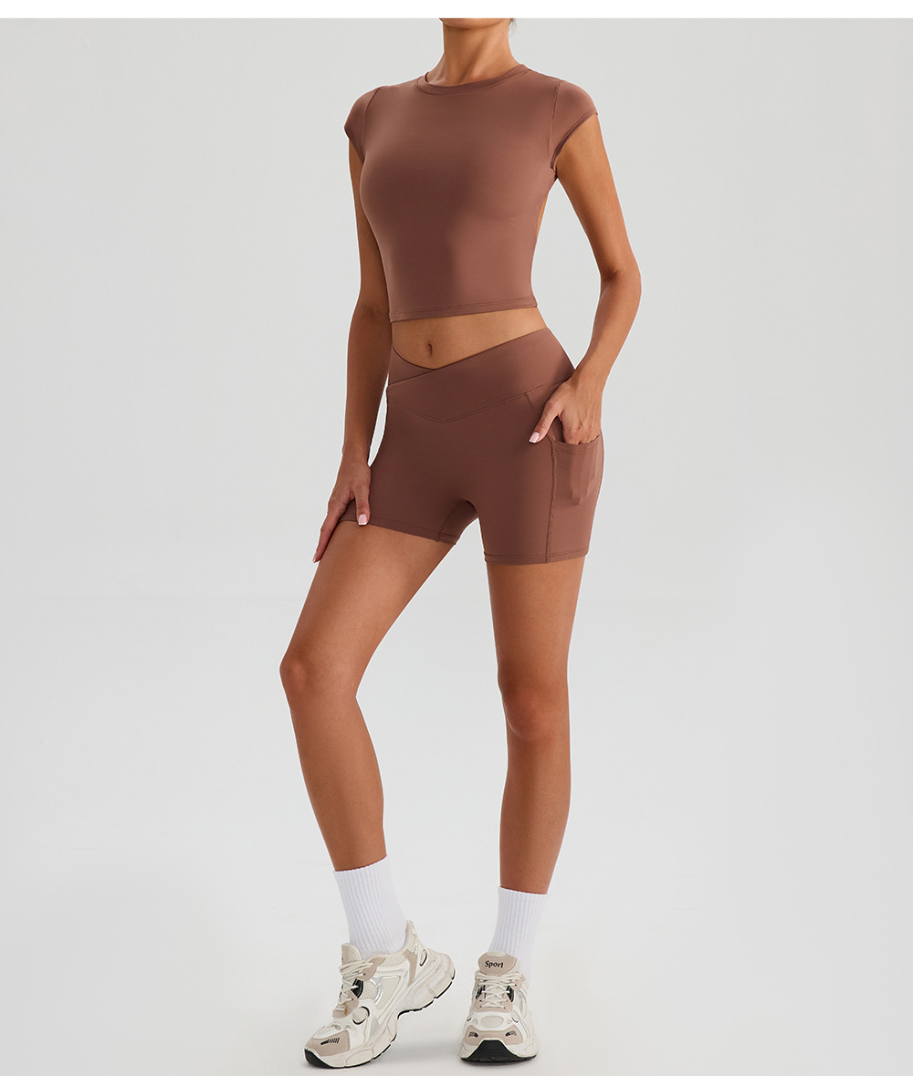 Conjunto deportivo de dos piezas para mujer, de manga corta, para yoga y fitness, para correr, FGBYW568 KW439