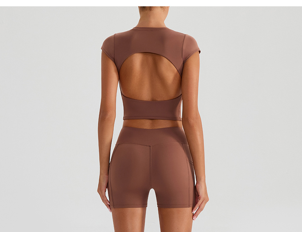 Conjunto deportivo de dos piezas para mujer, de manga corta, para yoga y fitness, para correr, FGBYW568 KW439