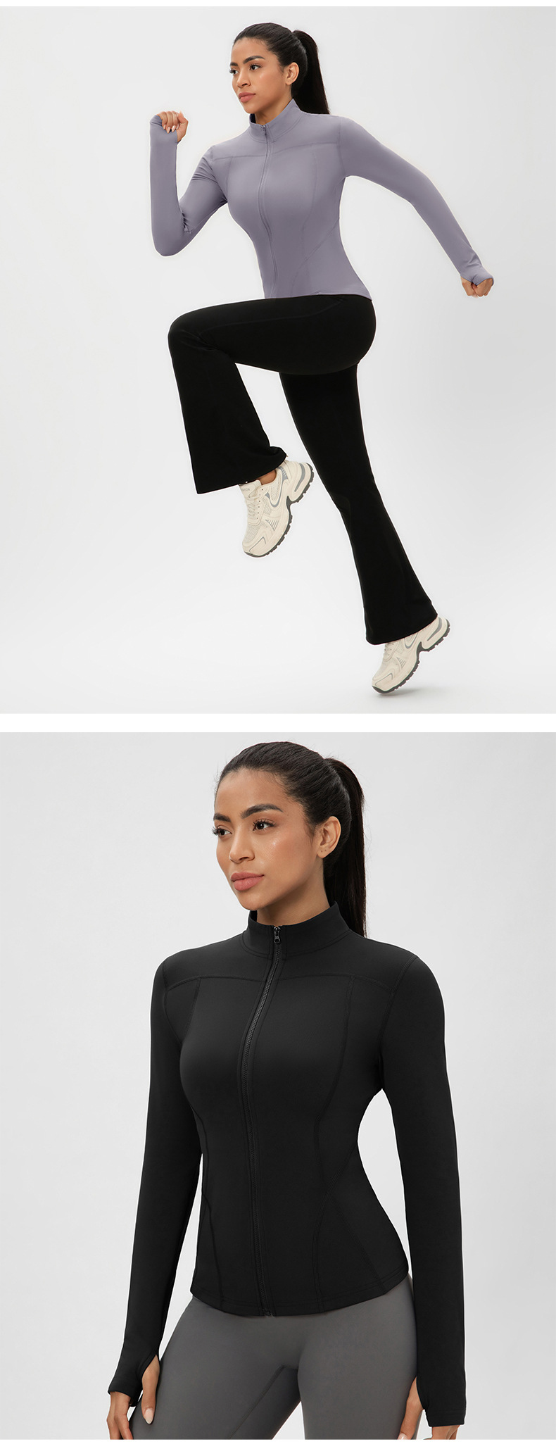 Chaqueta deportiva para mujer, transpirable y ligera, ideal para yoga, correr y entrenar. Cremallera. Color liso. FGB52632