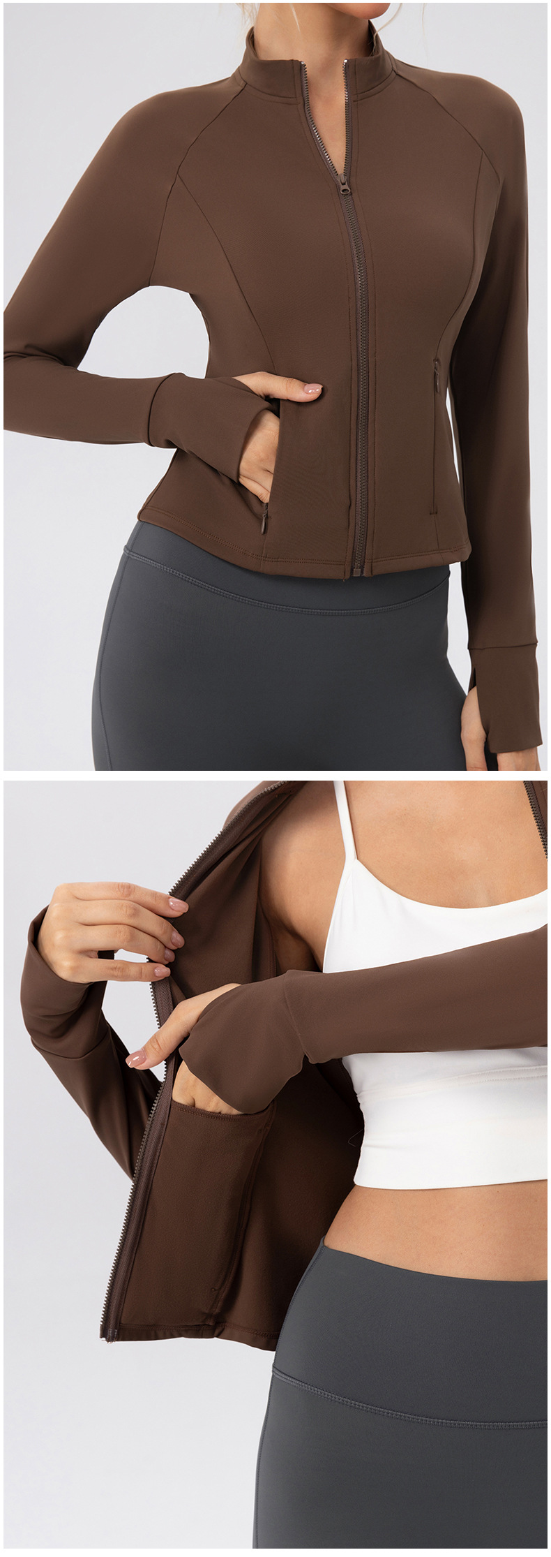 Chaqueta deportiva de otoño para mujer, para pilates, gimnasio, GB52633