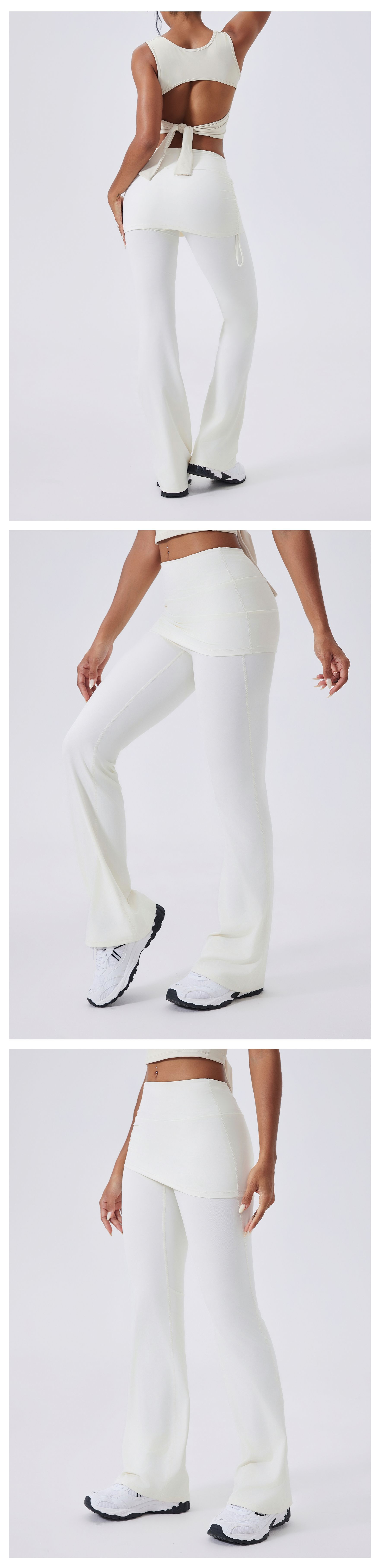 Pantalones deportivos casuales de cintura alta para mujer, color nude, efecto levanta glúteos, estilo acampanado para yoga FGBCK5591