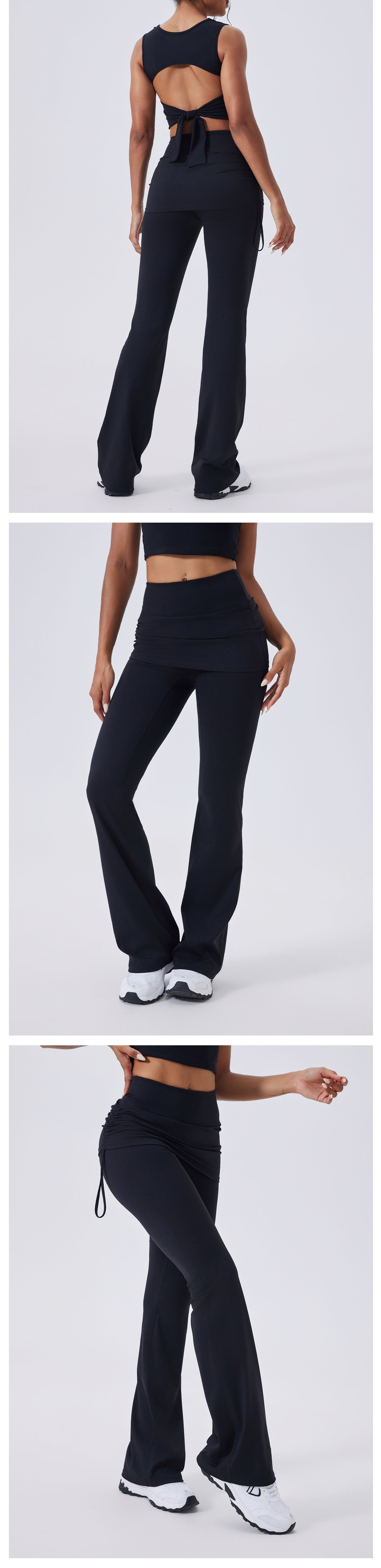 Pantalones deportivos casuales de cintura alta para mujer, color nude, efecto levanta glúteos, estilo acampanado para yoga FGBCK5591