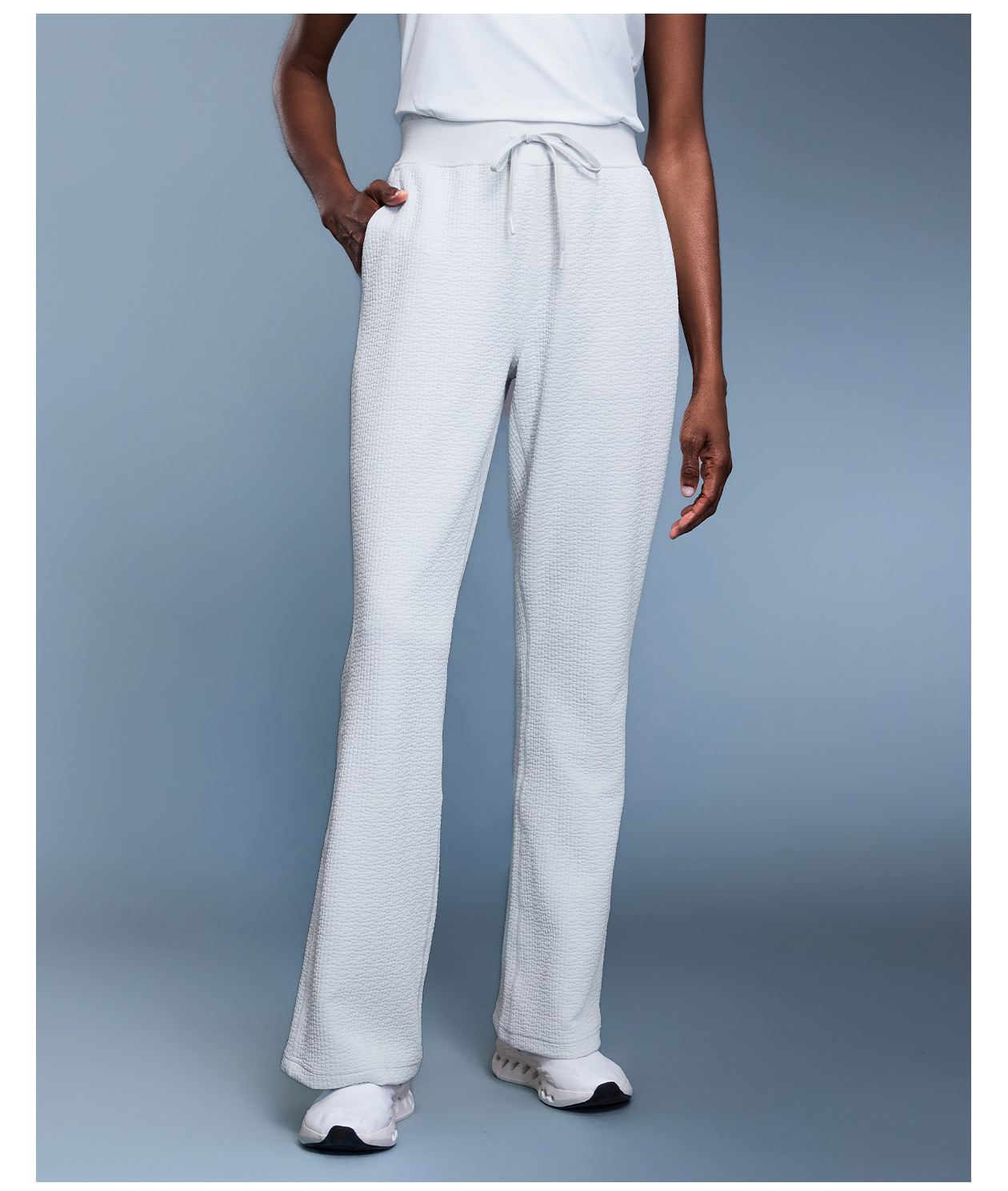 Pantalones de mujer estilo waffle, informales, transpirables, con cordón, color liso, para otoño. FGBD25165