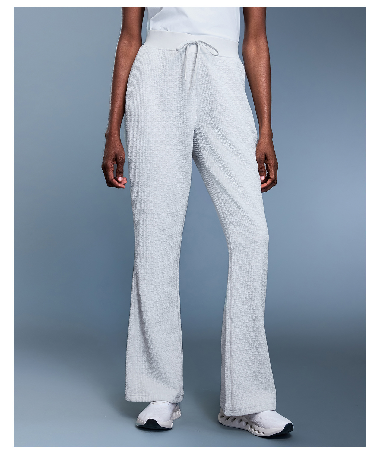 Pantalones de mujer estilo waffle, informales, transpirables, con cordón, color liso, para otoño. FGBD25165