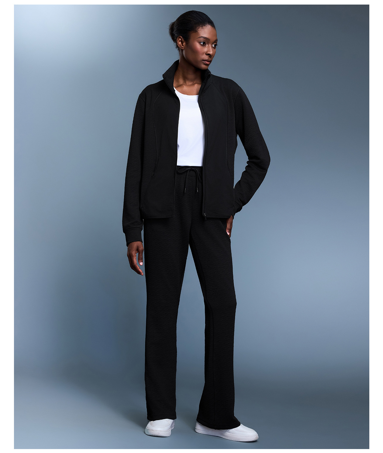 Pantalones de mujer estilo waffle, informales, transpirables, con cordón, color liso, para otoño. FGBD25165