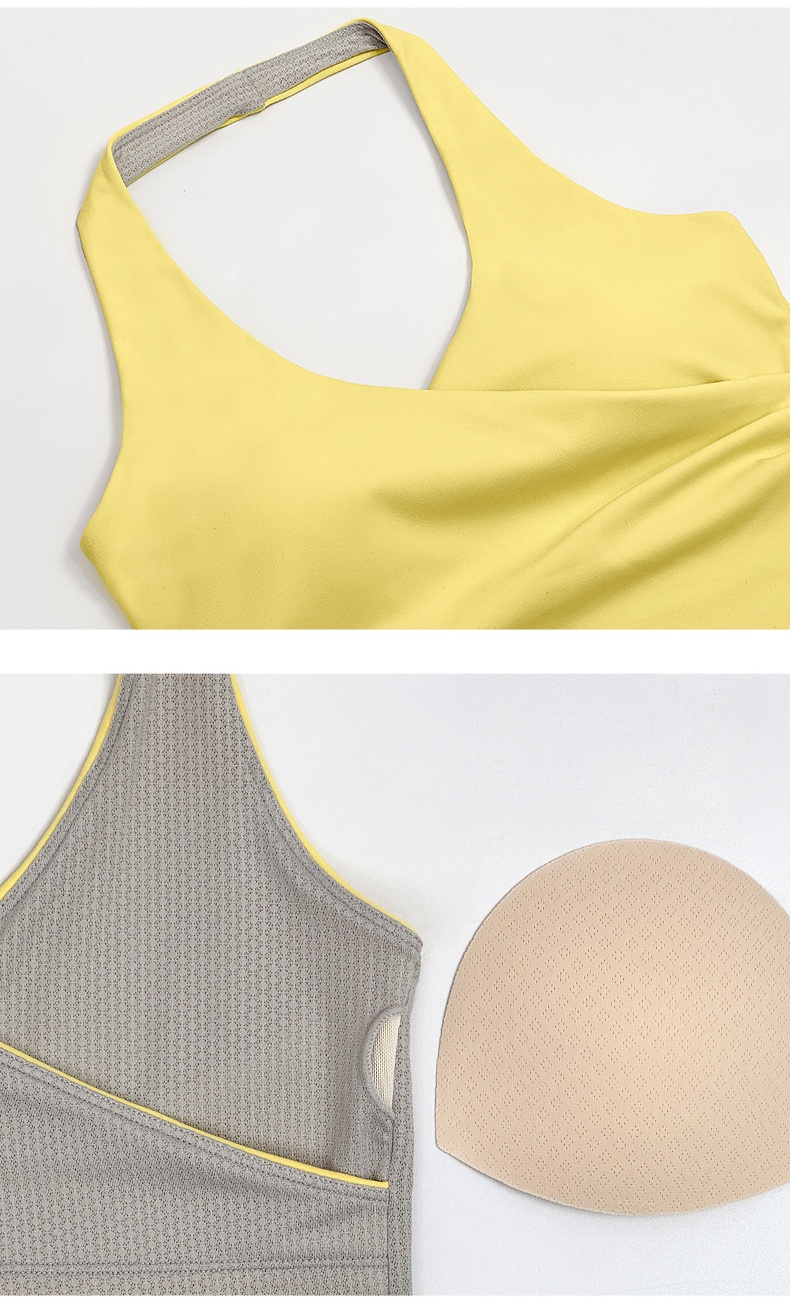 Sujetador deportivo transpirable con espalda descubierta y tacto nude, estilo halter, para mujer, ideal para yoga FGBYB1346
