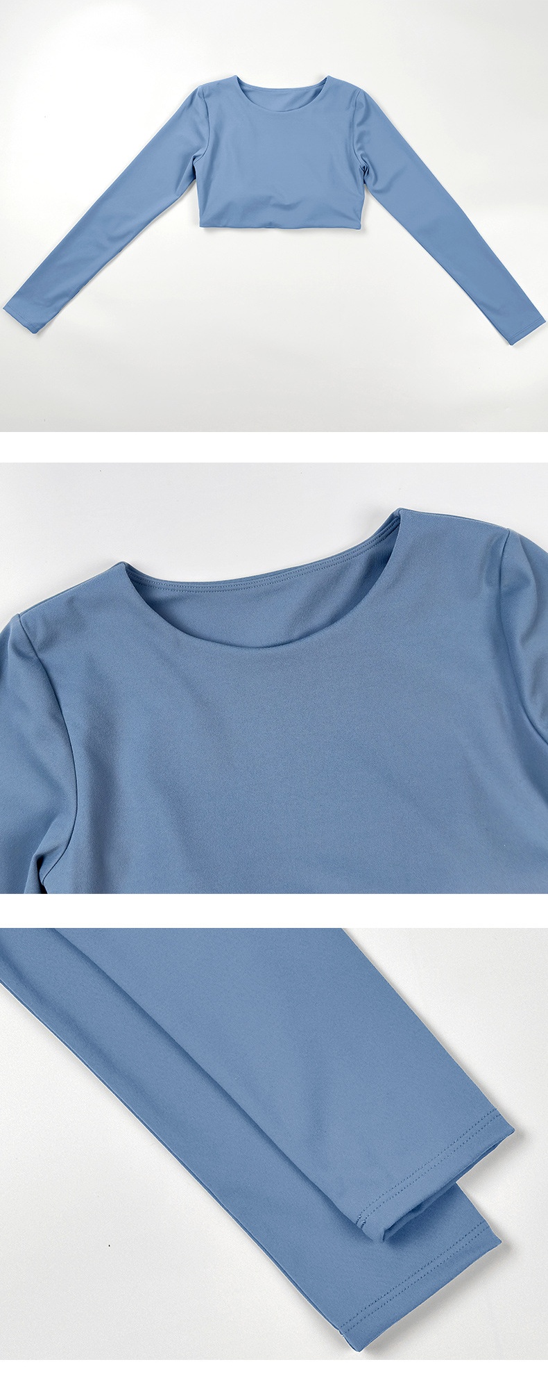 Top deportivo de yoga transpirable de manga larga con espalda descubierta, confeccionado en spandex/nylon, de corte ajustado, ideal para correr, entrenar y hacer ejercicio FGBYT1363