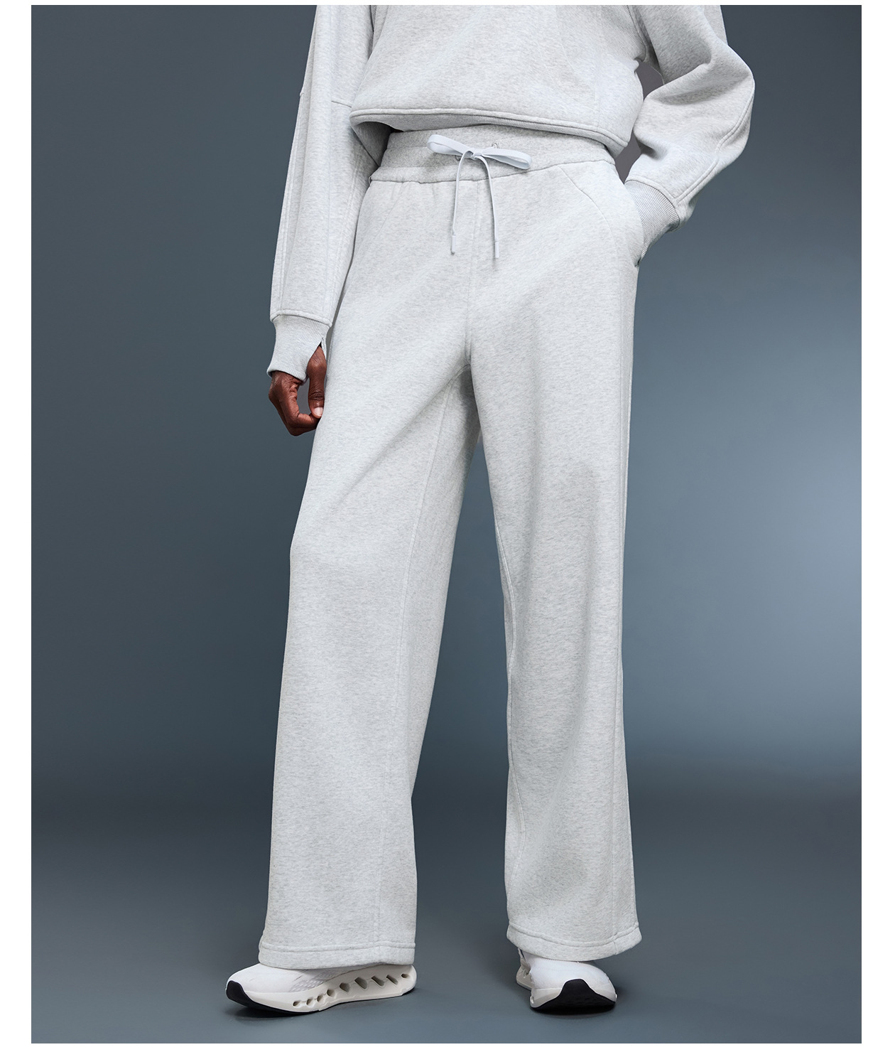 Women's Casual Athletic Mid Waist Wide Leg Pants with Drawstring Loose Design Trousers FGBD25133