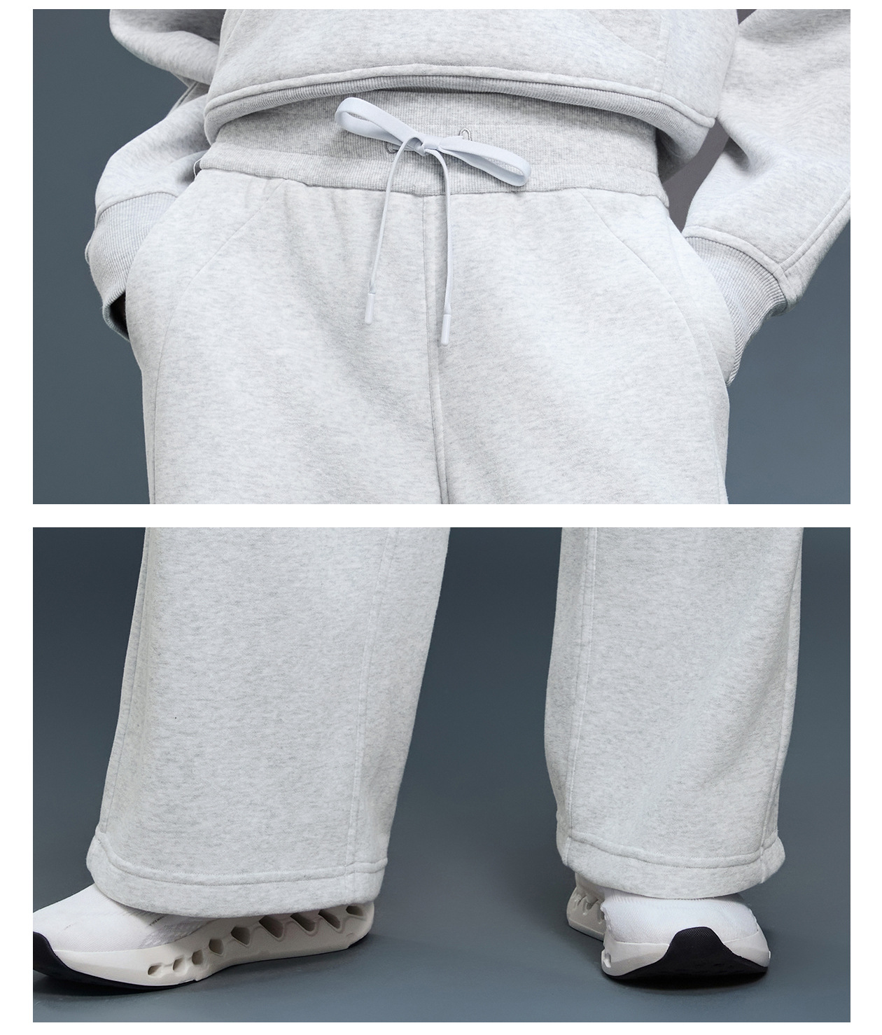 Women's Casual Athletic Mid Waist Wide Leg Pants with Drawstring Loose Design Trousers FGBD25133