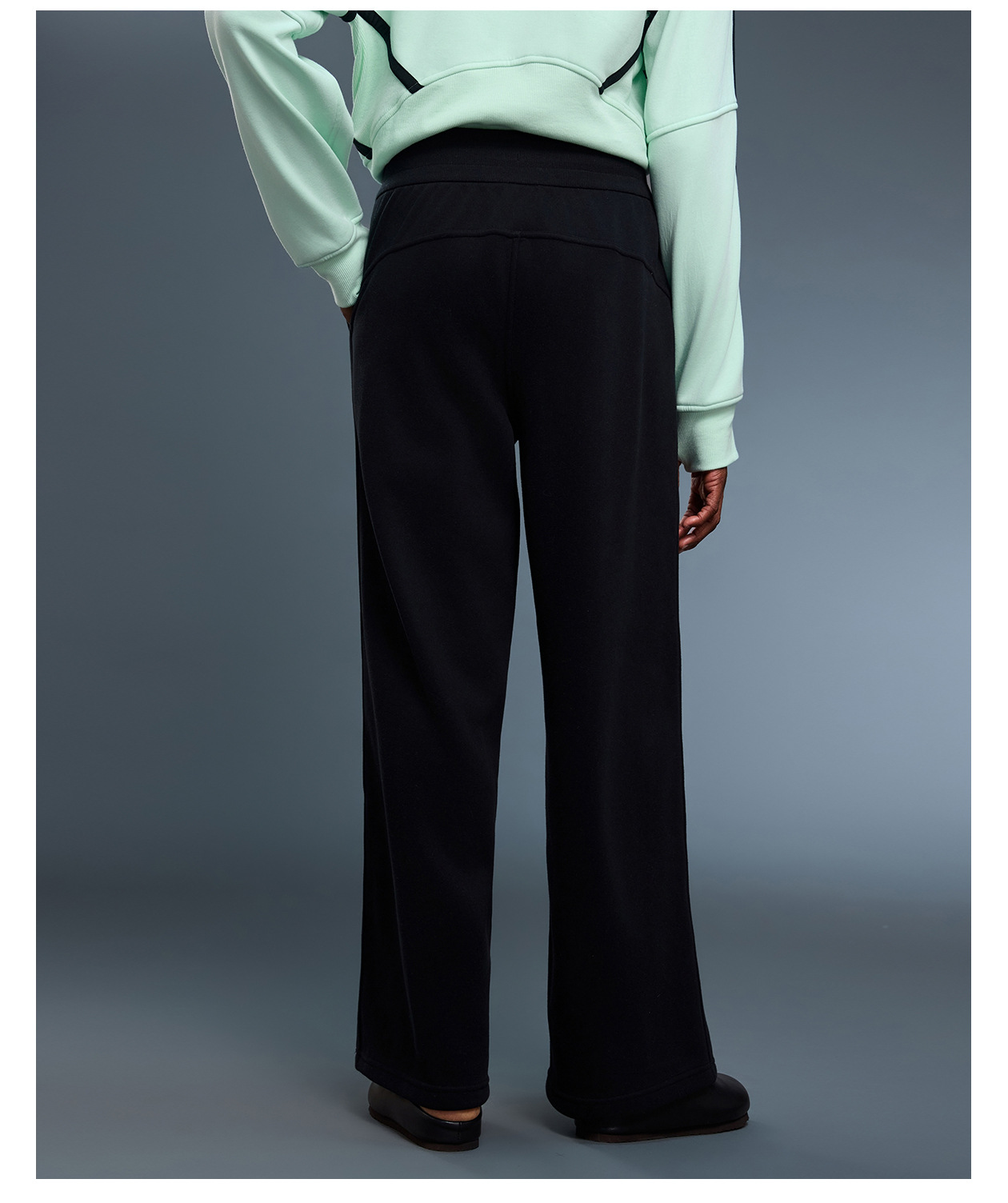 Women's Casual Athletic Mid Waist Wide Leg Pants with Drawstring Loose Design Trousers FGBD25133