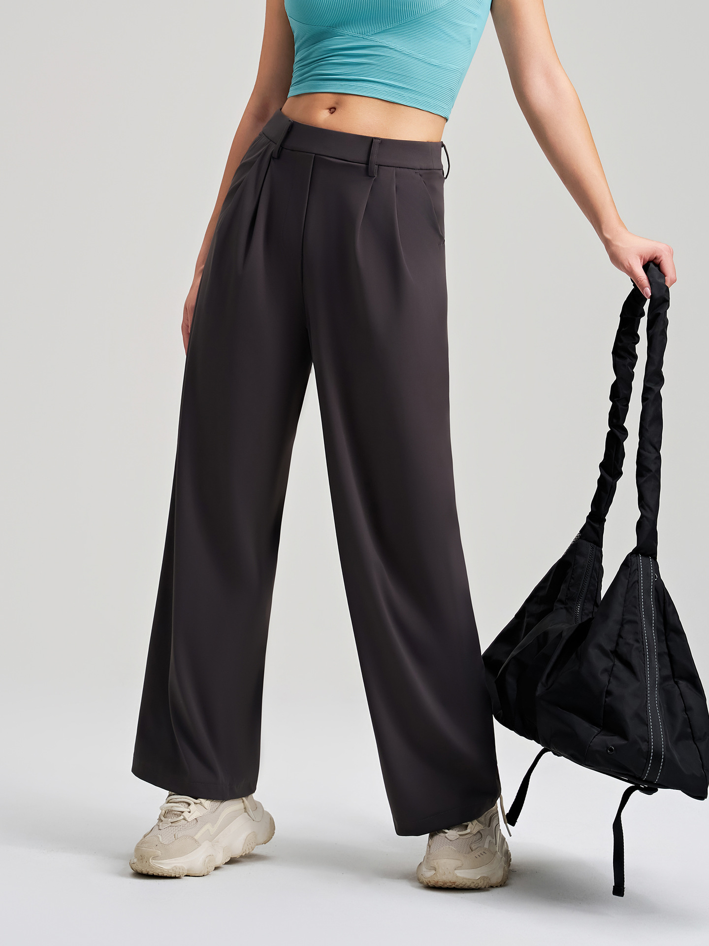 Pantalones de yoga de cintura alta, transpirables y de pierna recta para mujer. Pantalones deportivos holgados e informales de alta calidad FGBK8-015