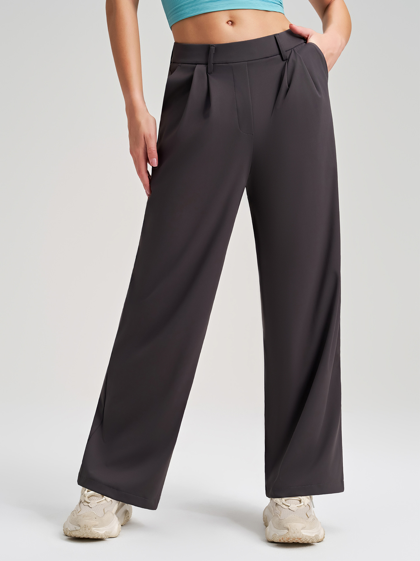 Pantalones de yoga de cintura alta, transpirables y de pierna recta para mujer. Pantalones deportivos holgados e informales de alta calidad FGBK8-015