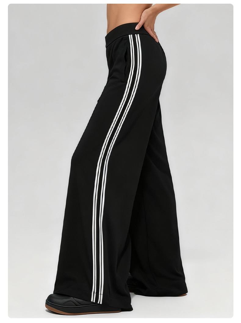 Pantalones holgados, casuales, con cintura elástica, corte recto y cordón ajustable (FGBK6608)