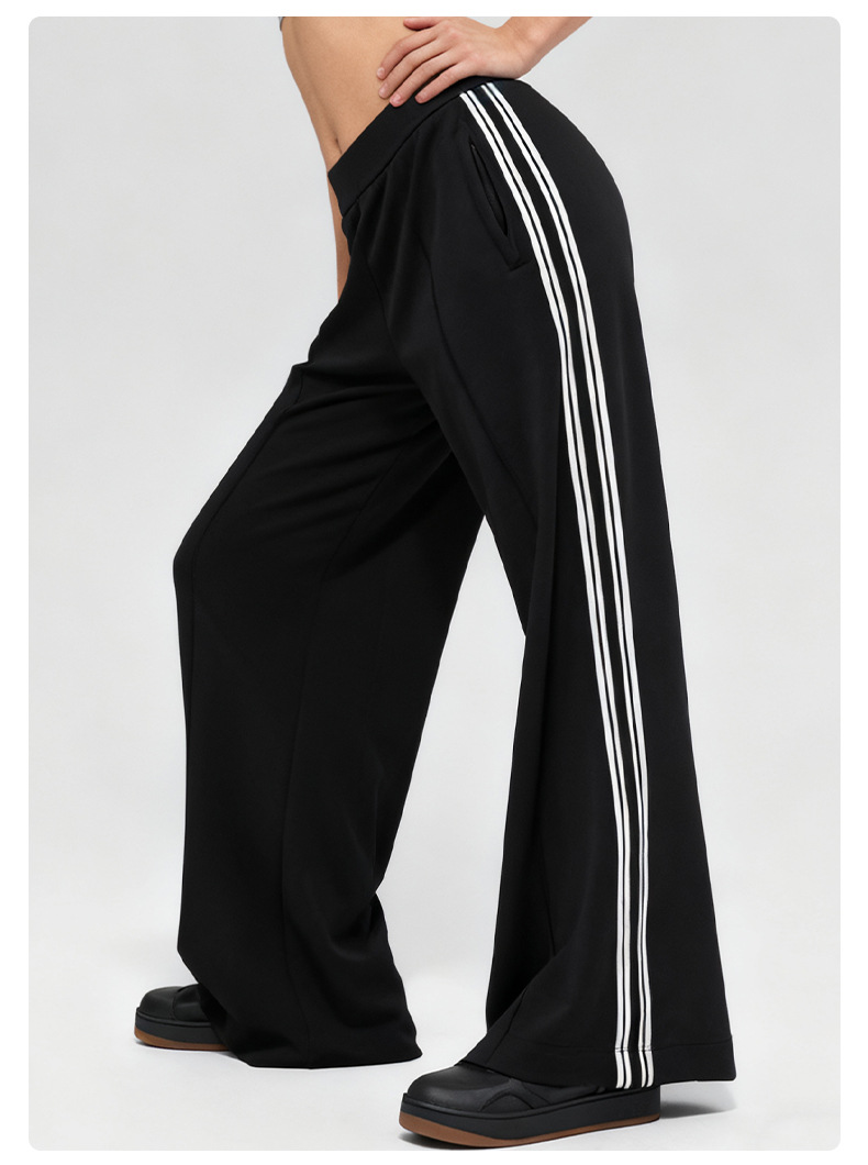 Pantalones holgados, casuales, con cintura elástica, corte recto y cordón ajustable (FGBK6608)