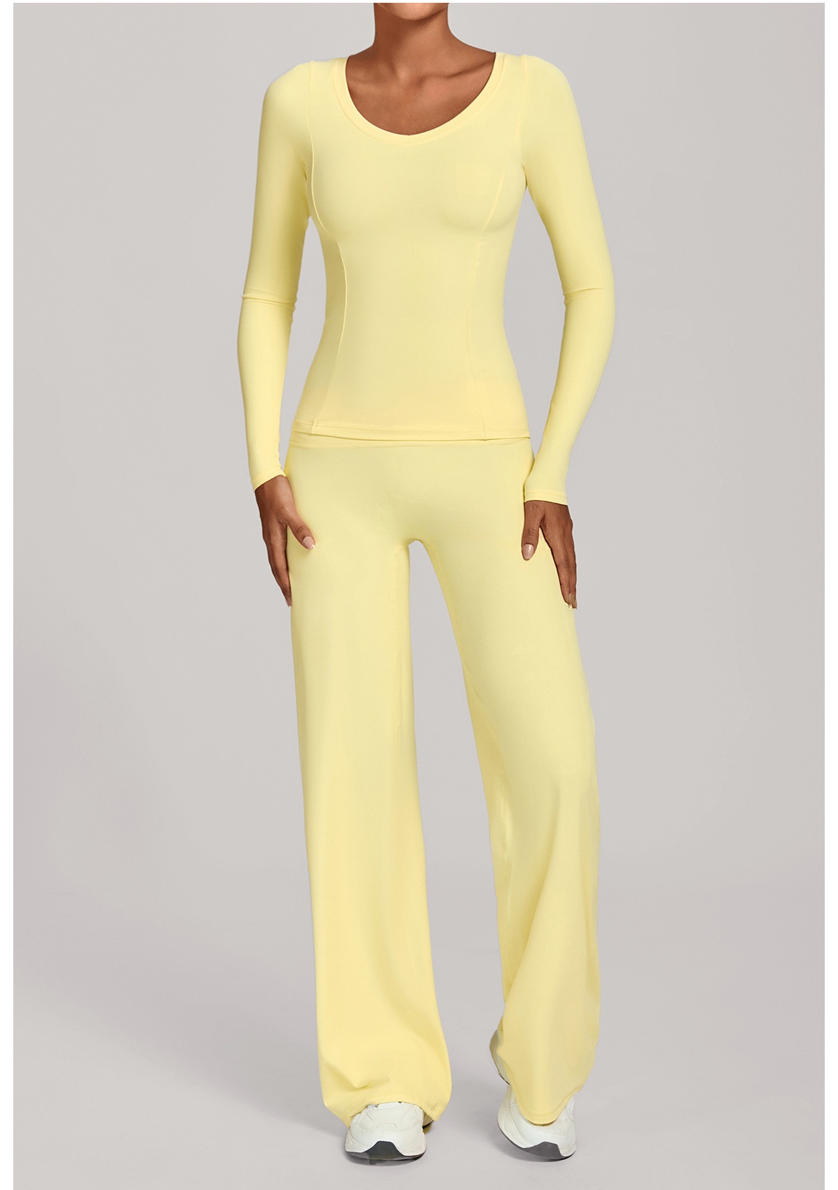 Conjunto deportivo de manga larga para mujer, ideal para gimnasio y fitness. Top deportivo de cintura alta para entrenamiento y yoga. FGB16601 91229