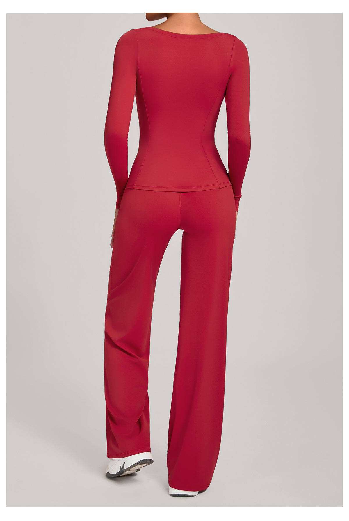 Conjunto deportivo de manga larga para mujer, ideal para gimnasio y fitness. Top deportivo de cintura alta para entrenamiento y yoga. FGB16601 91229