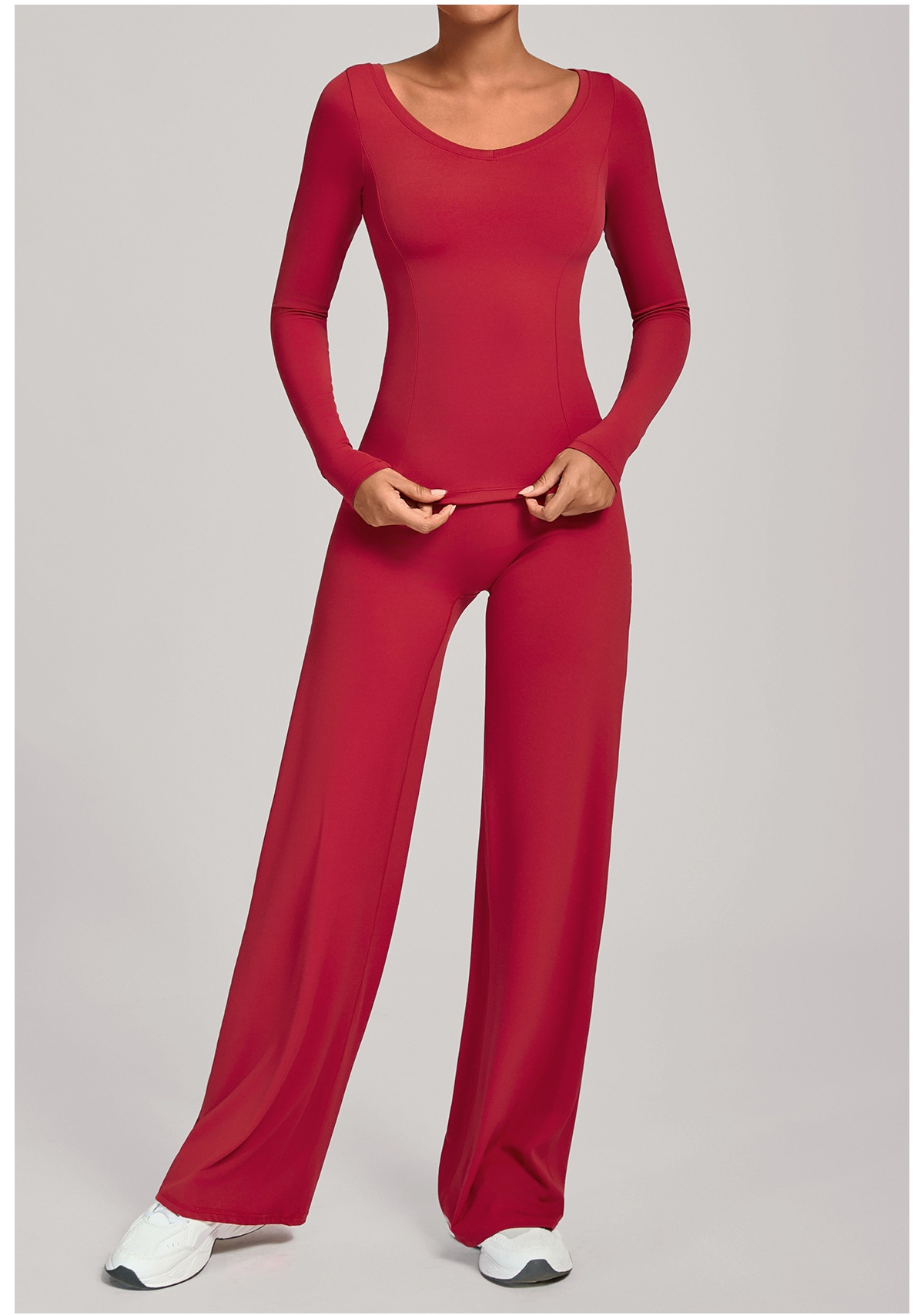 Conjunto deportivo de manga larga para mujer, ideal para gimnasio y fitness. Top deportivo de cintura alta para entrenamiento y yoga. FGB16601 91229