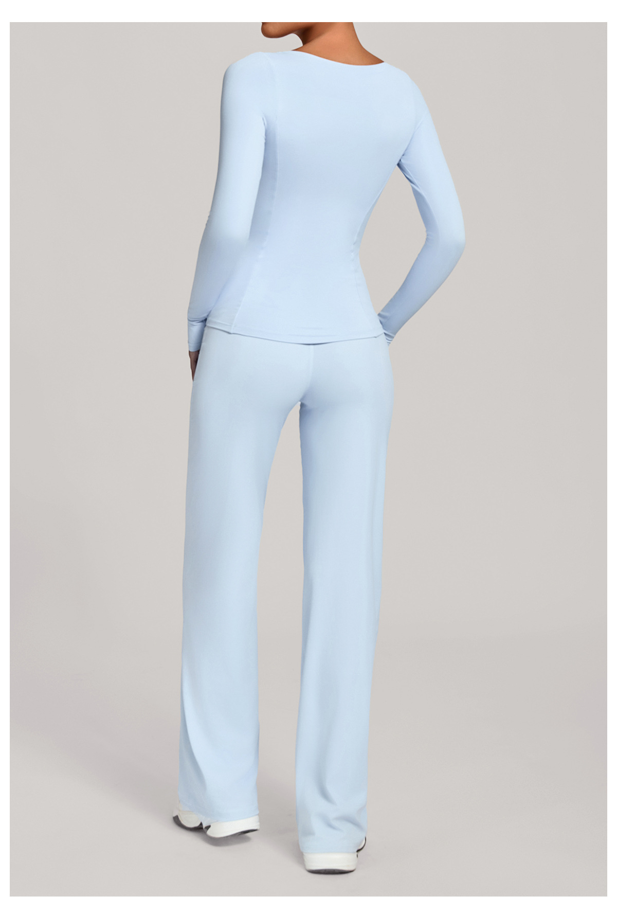 Conjunto deportivo de manga larga para mujer, ideal para gimnasio y fitness. Top deportivo de cintura alta para entrenamiento y yoga. FGB16601 91229