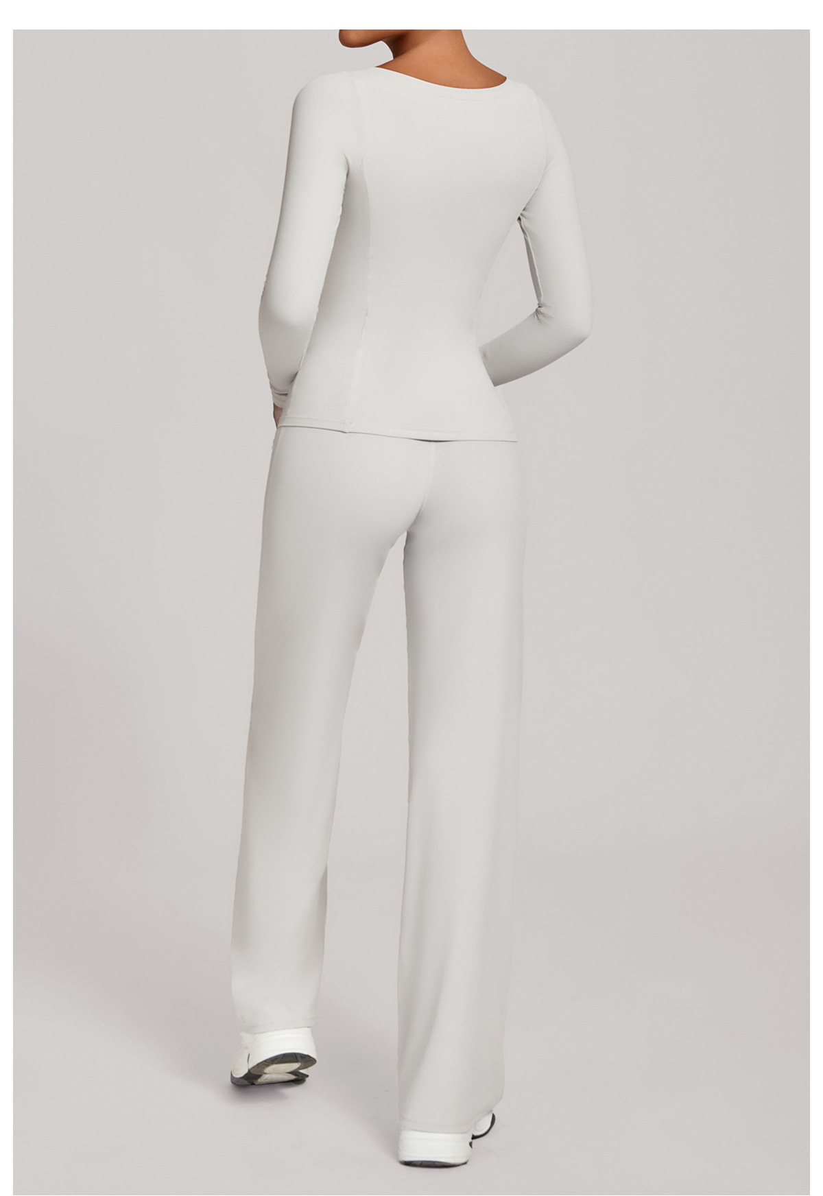 Conjunto deportivo de manga larga para mujer, ideal para gimnasio y fitness. Top deportivo de cintura alta para entrenamiento y yoga. FGB16601 91229