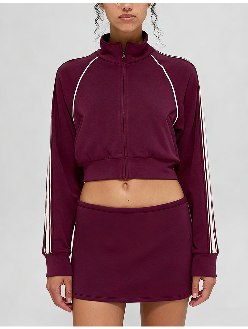 Conjunto deportivo informal de chaqueta, pantalón y falda para mujer con cintura elástica FGBT6607 K6609