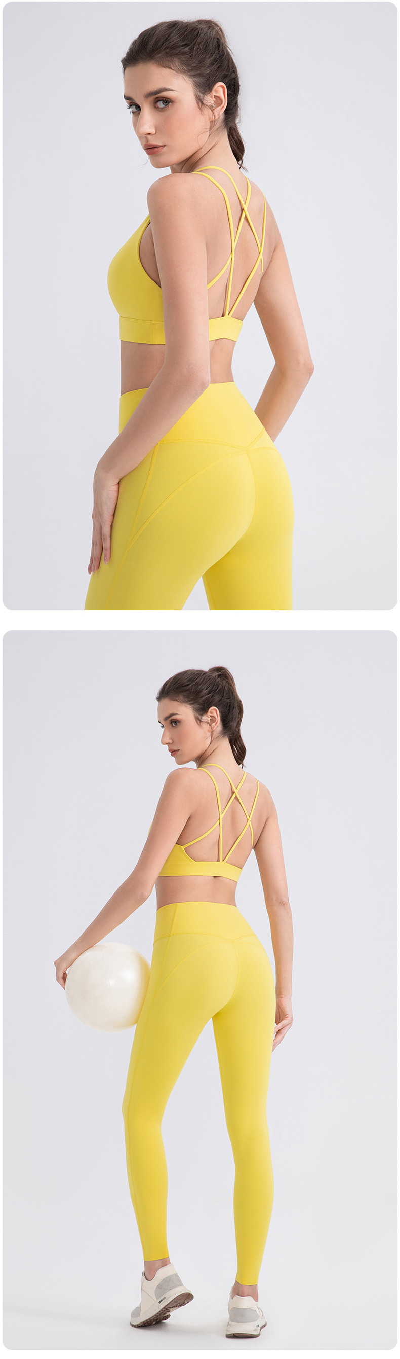 Sujetador deportivo de nailon y licra con espalda cruzada para entrenamiento, running, yoga, fitness, alto impacto, gimnasio, FGB52760