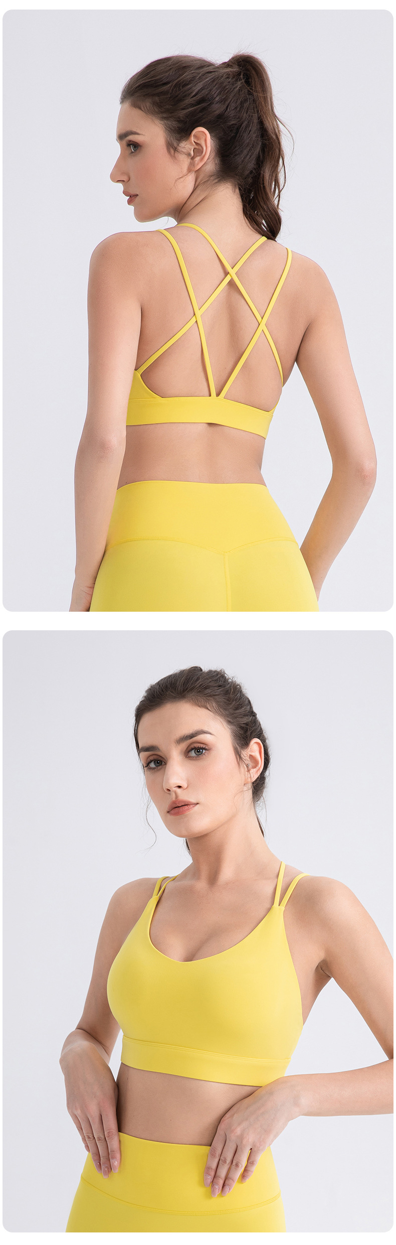 Sujetador deportivo de nailon y licra con espalda cruzada para entrenamiento, running, yoga, fitness, alto impacto, gimnasio, FGB52760