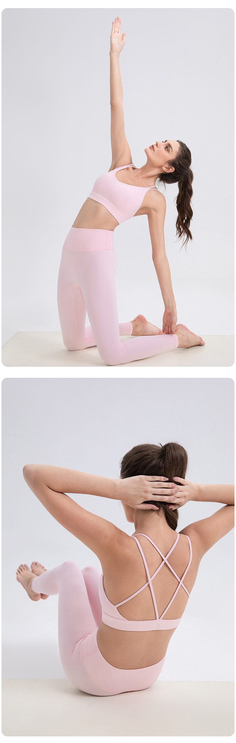 Sujetador deportivo de nailon y licra con espalda cruzada para entrenamiento, running, yoga, fitness, alto impacto, gimnasio, FGB52760