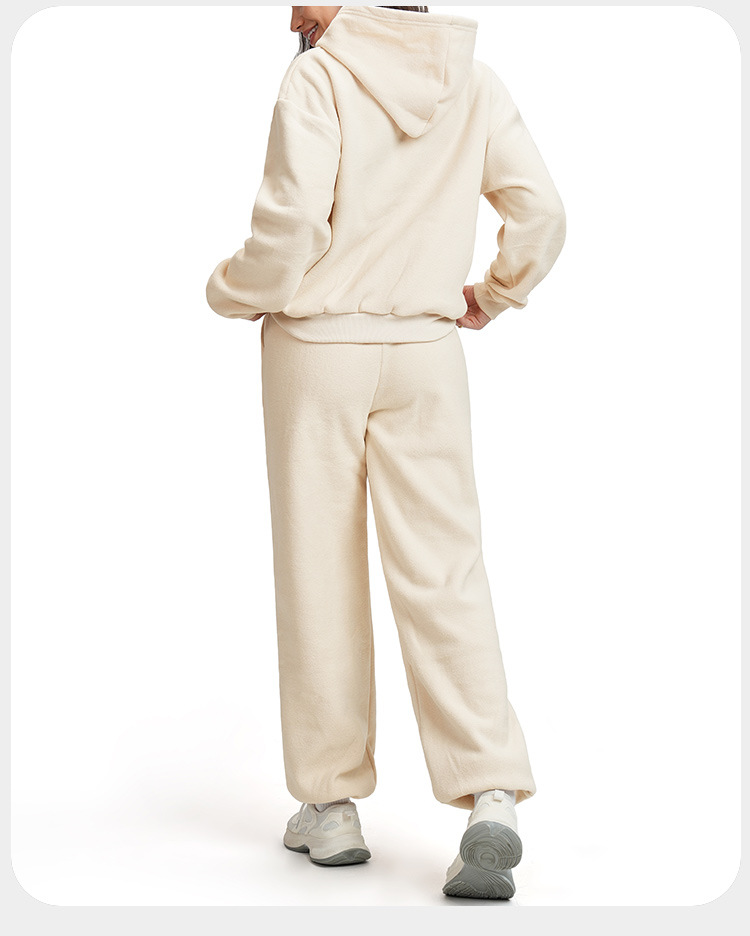 Conjunto deportivo informal de dos piezas para mujer, chaqueta holgada con cremallera y sudadera con capucha ancha, FGBETZ5540